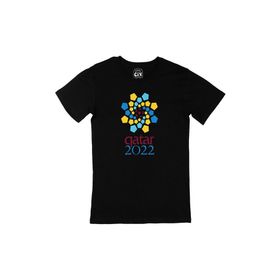Cix Katar 2022 Dünya Kupası Baskılı Yuvarlak Yaka Siyah T-shirt