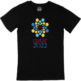 Cix Katar 2022 Dünya Kupası Baskılı Yuvarlak Yaka Siyah T-shirt
