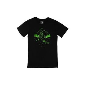 Cix Kayakçı Desen Yuvarlak Yaka Siyah T-shirt