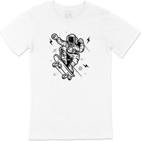 Cix Kaykaylı Astronot Baskılı Beyaz T-shirt