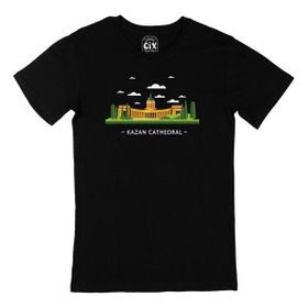 Cix Kazan Katedrali Baskılı Yuvarlak Yaka Siyah T-shirt