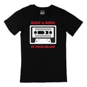 Cix Keep A Song In Your Heart Yazılı Yuvarlak Yaka Siyah T-shirt
