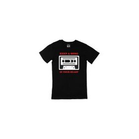 Cix Keep A Song In Your Heart Yazılı Yuvarlak Yaka Siyah T-shirt