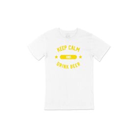 Cix Keep Calm Drink Beer Yazılı Yuvarlak Yaka Beyaz T-shirt