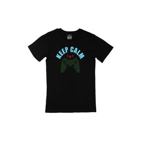 Cix Keep Calm Yazılı Yuvarlak Yaka Siyah T-shirt
