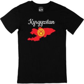 Cix Kırgızistan Haritalı ve Bayraklı Siyah Erkek T-shirt