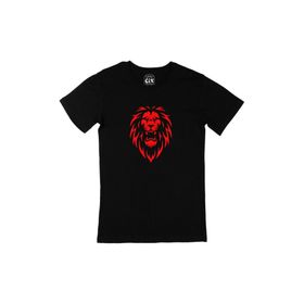 Cix Kırmızı Aslanlı Yuvarlak Yaka Siyah T-shirt