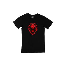 Cix Kırmızı Aslanlı Yuvarlak Yaka Siyah T-shirt