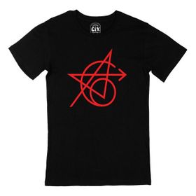 Cix Kırmızı Avengers Simgeli Yuvarlak Yaka Siyah T-shirt