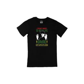 Cix Kırmızı Dont Need Life Logolu Yuvarlak Yaka Siyah T-shirt