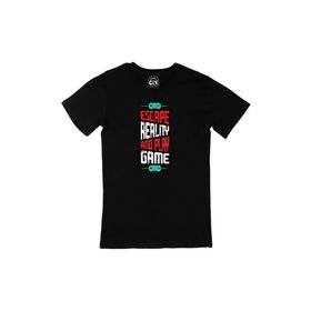 Cix Kırmızı Escape Reality Yazılı Yuvarlak Yaka Siyah T-shirt