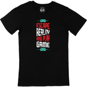 Cix Kırmızı Escape Reality Yazılı Yuvarlak Yaka Siyah T-shirt
