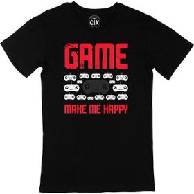 Cix Kırmızı Game Make Me Happy Logolu Yuvarlak Yaka Siyah T-shirt