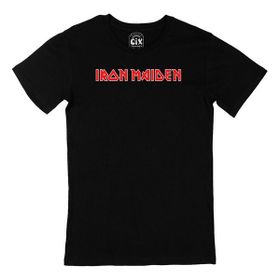 Cix Kırmızı Iron Maiden Yazılı Yuvarlak Yaka Siyah T-shirt