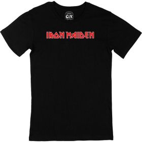 Cix Kırmızı Iron Maiden Yazılı Yuvarlak Yaka Siyah T-shirt