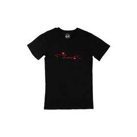 Cix Kırmızı Kalpli Aşk Siyah Erkek T-shirt