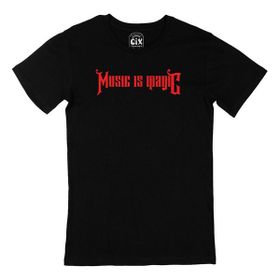 Cix Kırmızı Music Is Magıc Yazılı Yuvarlak Yaka Siyah T-shirt