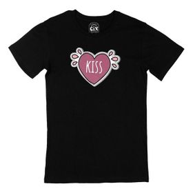 Cix Kiss Yazılı Yuvarlak Yaka Siyah T-shirt