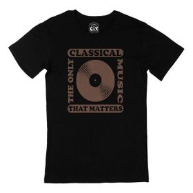 Cix Klasik Müzik Yazılı Yuvarlak Yaka Siyah T-shirt