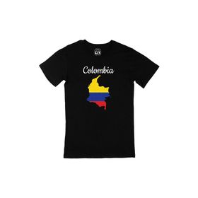 Cix Kolombiya Haritalı ve Bayraklı Baskılı Siyah Erkek T-shirt