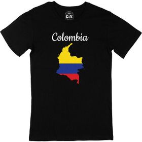 Cix Kolombiya Haritalı ve Bayraklı Baskılı Siyah Erkek T-shirt