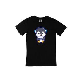 Cix Kulaklıklı Penguen Siyah Erkek T-shirt