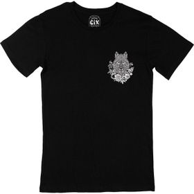 Cix Kurt Çiçekli Mandala Cep Logo Tasarımlı Siyah Erkek T-shirt