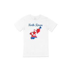 Cix Kuzey Kore Haritalı ve Bayraklı Beyaz T-shirt