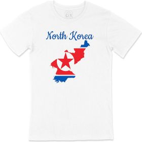 Cix Kuzey Kore Haritalı ve Bayraklı Beyaz T-shirt