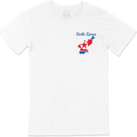 Cix Kuzey Kore Haritalı ve Bayraklı Beyaz T-shirt
