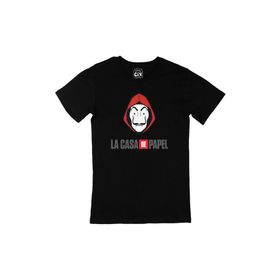 Cix La Casa De Papel Logolu Yuvarlak Yaka Siyah T-shirt