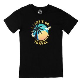 Cix Let's Go Travel Logolu Yuvarlak Yaka Siyah T-shirt