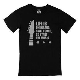 Cix Life Is One Grand Logolu Yuvarlak Yaka Siyah T-shirt
