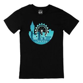 Cix Londra Baskılı Yuvarlak Yaka Siyah T-shirt