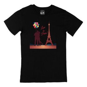 Cix Love In Paris Baskılı Yuvarlak Yaka Siyah T-shirt