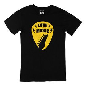 Cix Love Music Baskılı Yuvarlak Yaka Siyah T-shirt