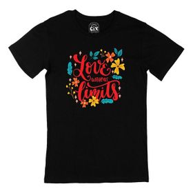 Cix Love Without Limits Yazılı Yuvarlak Yaka Siyah T-shirt