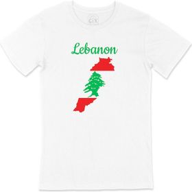 Cix Lübnan Haritalı ve Bayraklı Beyaz T-shirt