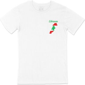 Cix Lübnan Haritalı ve Bayraklı Beyaz T-shirt