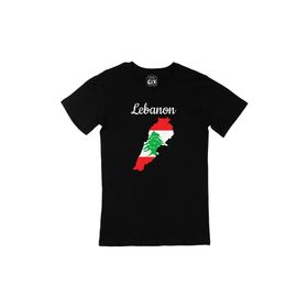 Cix Lübnan Haritalı ve Bayraklı Siyah T-shirt