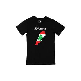 Cix Lübnan Haritalı ve Bayraklı Siyah T-shirt