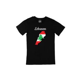 Cix Lübnan Haritalı ve Bayraklı Siyah T-shirt