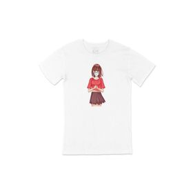 Cix Maskeli Anime Kız Beyaz T-shirt
