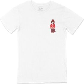 Cix Maskeli Anime Kız Beyaz T-shirt