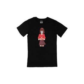 Cix Maskeli Anime Kız Siyah T-shirt