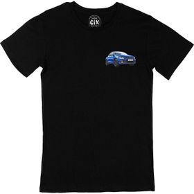 Cix Mavi Coupe Araba Cep Logo Tasarımlı Siyah T-shirt
