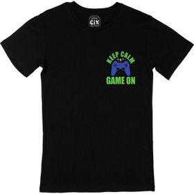 Cix Mavi Keep Calm Game On Cep Logo Tasarımlı Siyah T-shirt