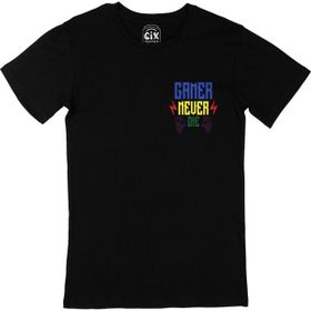 Cix Mavii Gamer Never Die Cep Logo Tasarımlı Siyah T-shirt