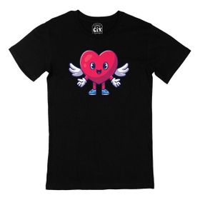 Cix Melek Kanatlı Kalp Siyah Erkek T-shirt