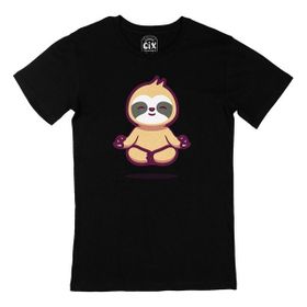 Cix Mindfulness Panda Baskılı Siyah Unisex T-shirt